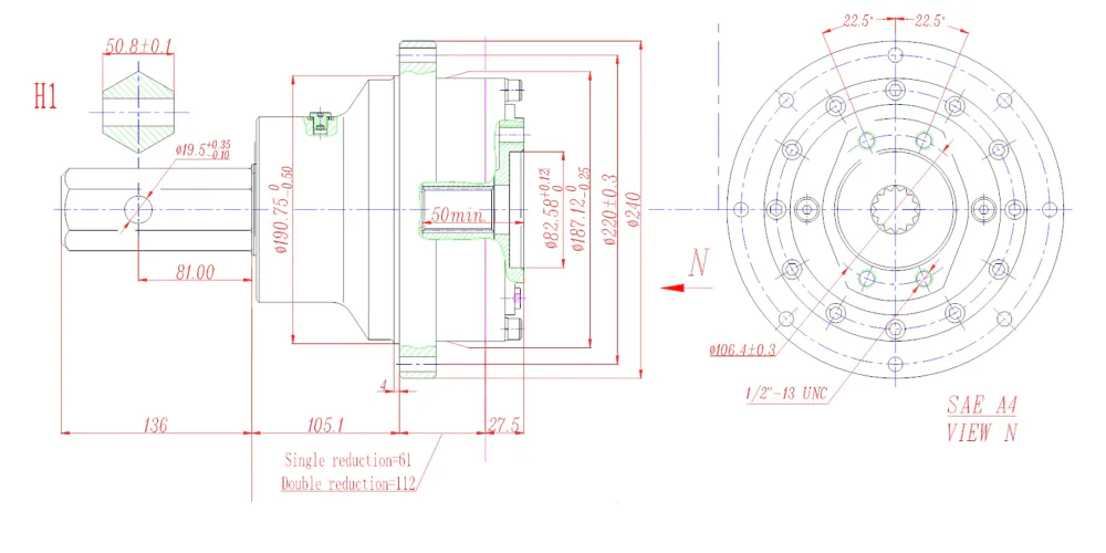 Gearbox Planetary-Wheel Drives-EP-Model 4 Flanged Output Drives Planetary Gearbox-draft-1